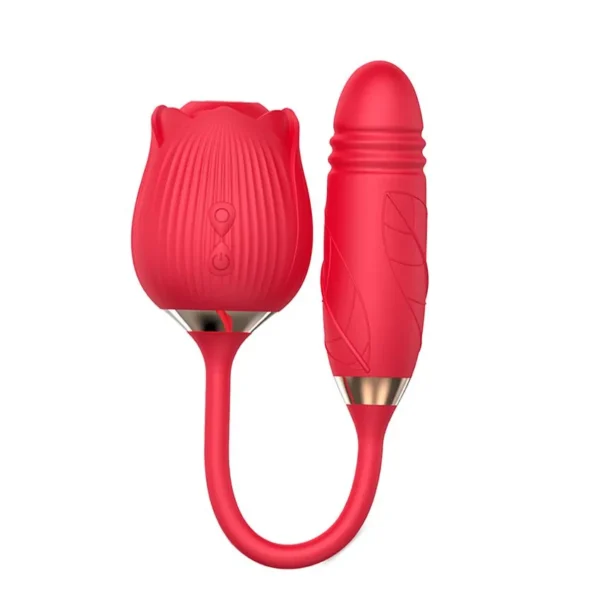 3 in 1 Rose Clit Sucker With Thrusting Vibrator