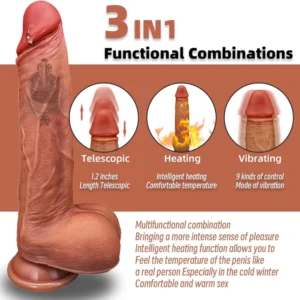 8.5 Inch Telescopic Brown Liquid Silicone Dildo