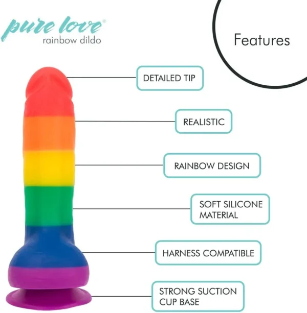 rainbow-dildo-details The 8″ Silicone Rainbow Dildo With Balls