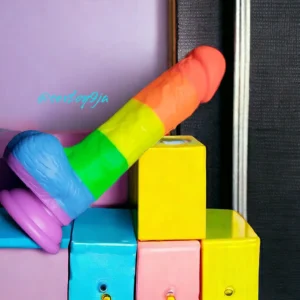 The 8″ Silicone Rainbow Dildo With Balls